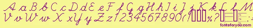 Handc-Schriftart – Violette Schriften auf gelbem Hintergrund