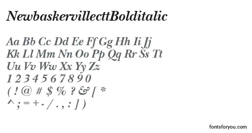 Шрифт NewbaskervillecttBolditalic – алфавит, цифры, специальные символы