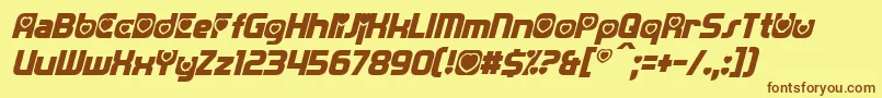 フォントTransmaidensItalic – 茶色の文字が黄色の背景にあります。