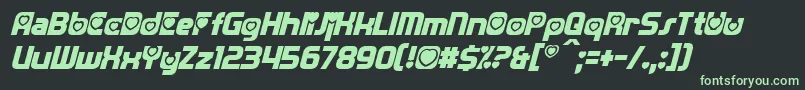 TransmaidensItalic-fontti – vihreät fontit mustalla taustalla