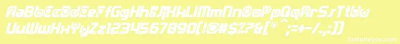 フォントTransmaidensItalic – 黄色い背景に白い文字