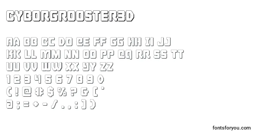 Schriftart Cyborgrooster3D – Alphabet, Zahlen, spezielle Symbole