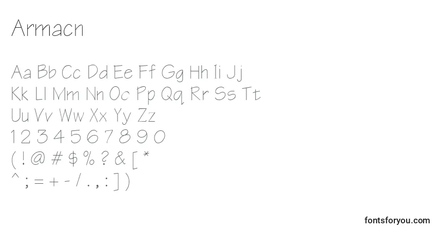 Шрифт Armacn – алфавит, цифры, специальные символы