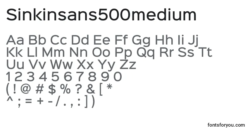 A fonte Sinkinsans500medium – alfabeto, números, caracteres especiais