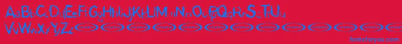 フォントDemon – 赤い背景に青い文字