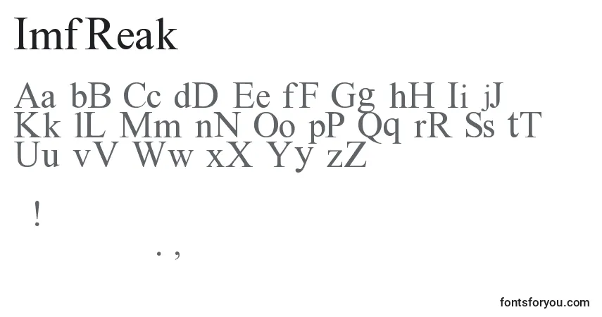 Schriftart ImFreak – Alphabet, Zahlen, spezielle Symbole