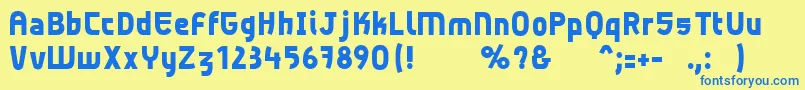 フォントBeton – 青い文字が黄色の背景にあります。