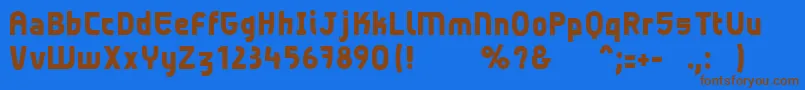 フォントBeton – 茶色の文字が青い背景にあります。