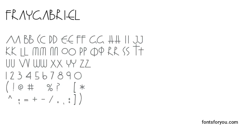 Czcionka FrayGabriel – alfabet, cyfry, specjalne znaki