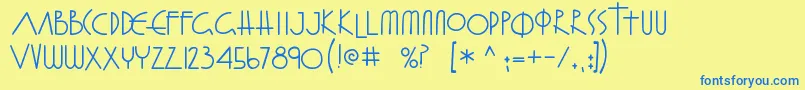 FrayGabriel-Schriftart – Blaue Schriften auf gelbem Hintergrund
