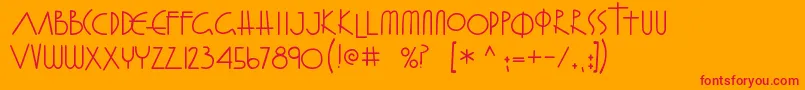 Więcej informacji o czcionce FrayGabriel Czcionka FrayGabriel – czerwone czcionki na pomarańczowym tle