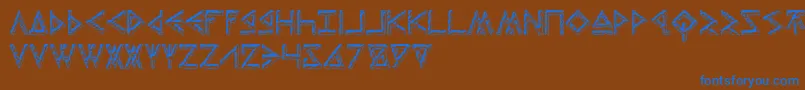 ThorsHammerCarved Font – Blue Fonts on Brown Background