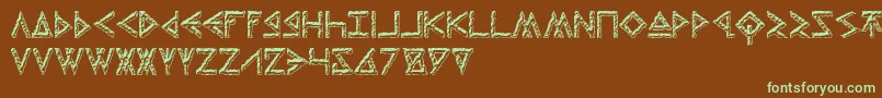 ThorsHammerCarved-fontti – vihreät fontit ruskealla taustalla