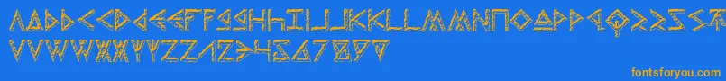 ThorsHammerCarved-Schriftart – Orangefarbene Schriften auf blauem Hintergrund