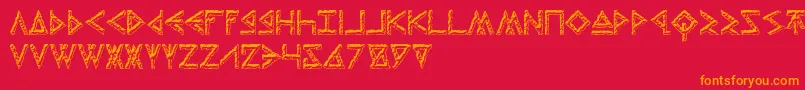 ThorsHammerCarved-Schriftart – Orangefarbene Schriften auf rotem Hintergrund