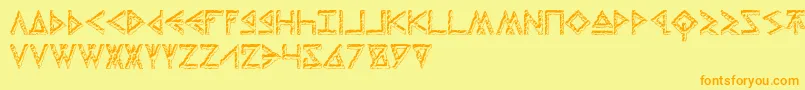 ThorsHammerCarved-Schriftart – Orangefarbene Schriften auf gelbem Hintergrund