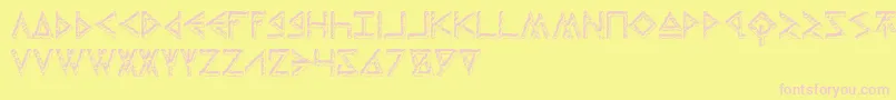 ThorsHammerCarved Font – Pink Fonts on Yellow Background
