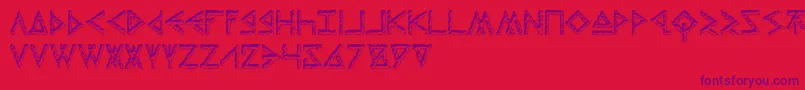 ThorsHammerCarved-Schriftart – Violette Schriften auf rotem Hintergrund