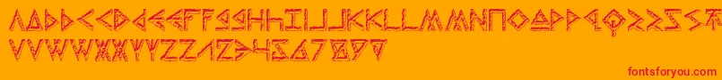 ThorsHammerCarved Font – Red Fonts on Orange Background