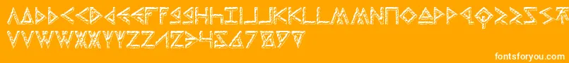 ThorsHammerCarved-fontti – valkoiset fontit oranssilla taustalla