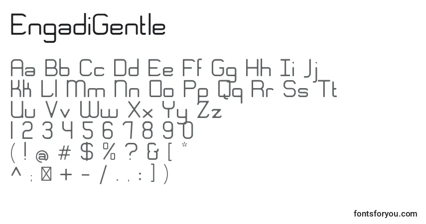 A fonte EngadiGentle – alfabeto, números, caracteres especiais