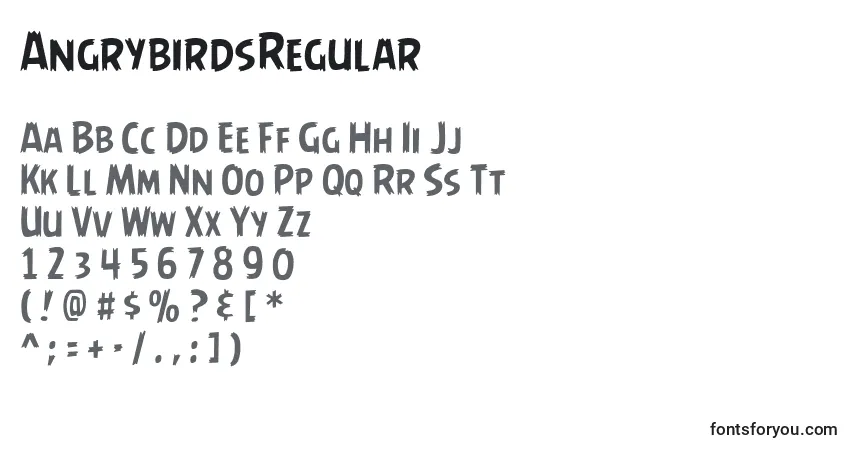 A fonte AngrybirdsRegular – alfabeto, números, caracteres especiais