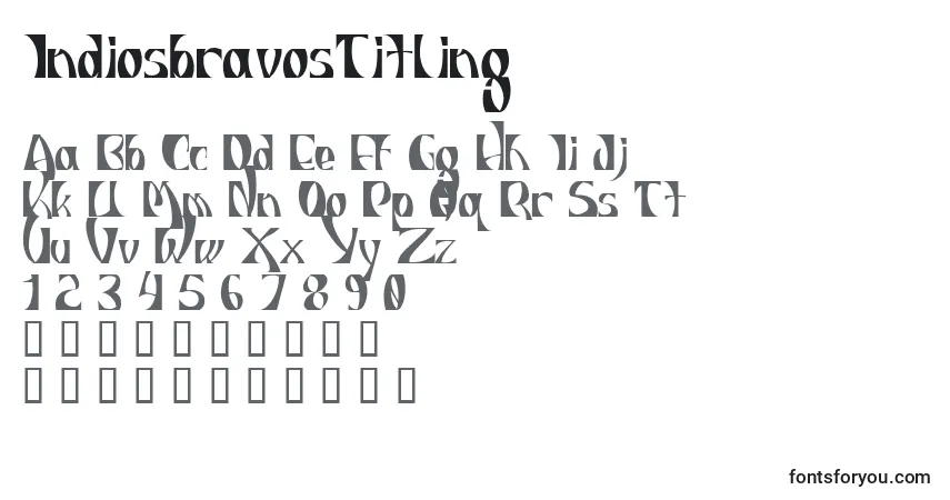 Schriftart IndiosbravosTitling – Alphabet, Zahlen, spezielle Symbole