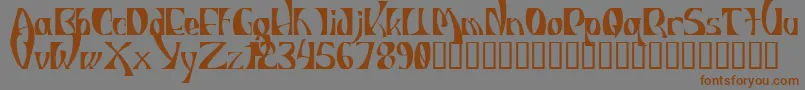 フォントIndiosbravosTitling – 茶色の文字が灰色の背景にあります。