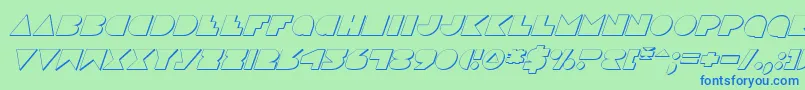 DiscoDeckShadowItalic-Schriftart – Blaue Schriften auf grünem Hintergrund