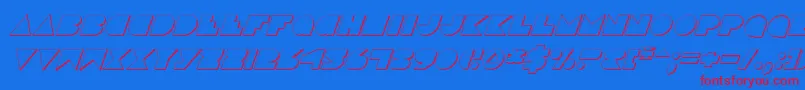 DiscoDeckShadowItalic-Schriftart – Rote Schriften auf blauem Hintergrund