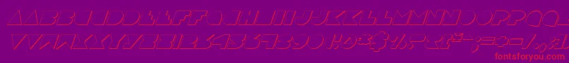 DiscoDeckShadowItalic-Schriftart – Rote Schriften auf violettem Hintergrund