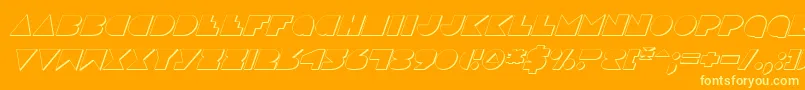 Fonte DiscoDeckShadowItalic – fontes amarelas em um fundo laranja