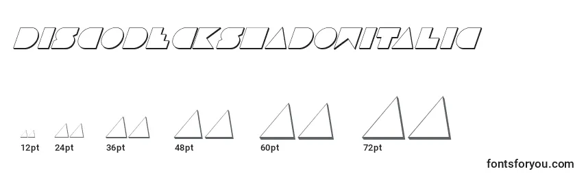 Размеры шрифта DiscoDeckShadowItalic