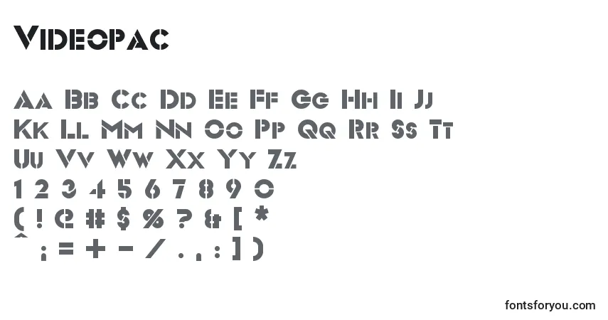 Schriftart Videopac – Alphabet, Zahlen, spezielle Symbole