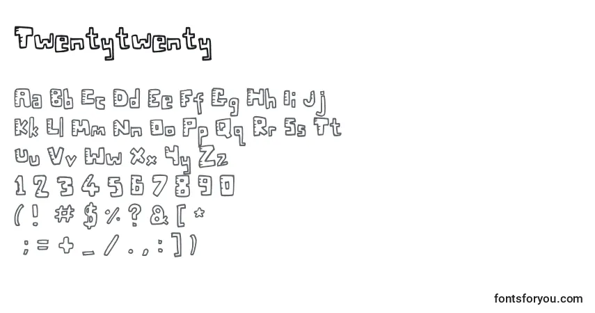 Czcionka Twentytwenty – alfabet, cyfry, specjalne znaki