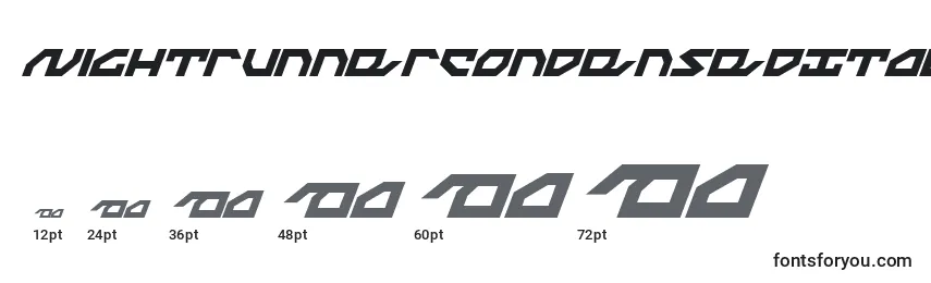 Размеры шрифта NightrunnerCondensedItalic