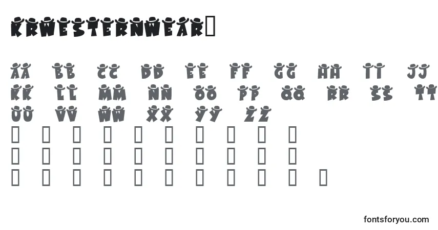 Czcionka KrWesternWear1 – alfabet, cyfry, specjalne znaki