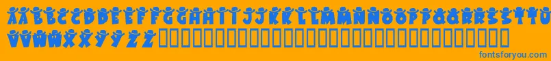 KrWesternWear1-Schriftart – Blaue Schriften auf orangefarbenem Hintergrund