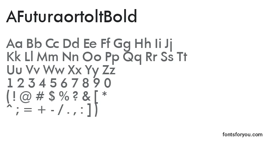 Шрифт AFuturaortoltBold – алфавит, цифры, специальные символы