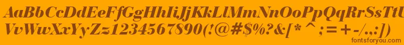 BauerBodoniBlackItalicBt Font – Brown Fonts on Orange Background