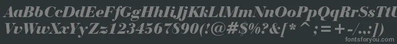 BauerBodoniBlackItalicBt Font – Gray Fonts on Black Background
