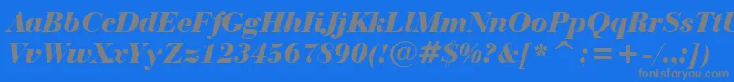 BauerBodoniBlackItalicBt Font – Gray Fonts on Blue Background