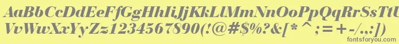 フォントBauerBodoniBlackItalicBt – 黄色の背景に灰色の文字