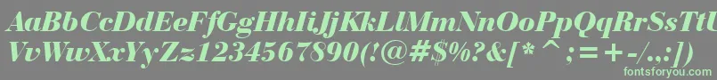 BauerBodoniBlackItalicBt Font – Green Fonts on Gray Background