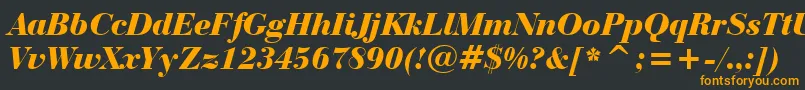 BauerBodoniBlackItalicBt Font – Orange Fonts on Black Background