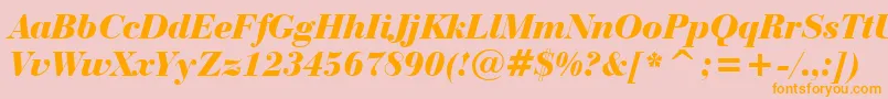 Police BauerBodoniBlackItalicBt – polices orange sur fond rose