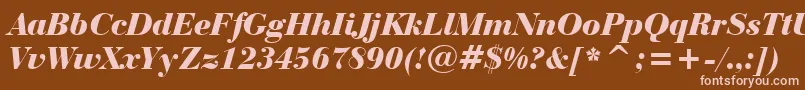 BauerBodoniBlackItalicBt Font – Pink Fonts on Brown Background