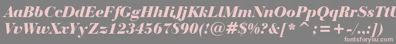 BauerBodoniBlackItalicBt-Schriftart – Rosa Schriften auf grauem Hintergrund