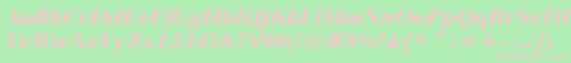 Fonte BauerBodoniBlackItalicBt – fontes rosa em um fundo verde