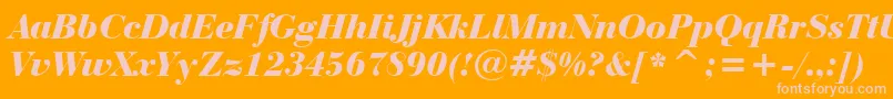 BauerBodoniBlackItalicBt Font – Pink Fonts on Orange Background